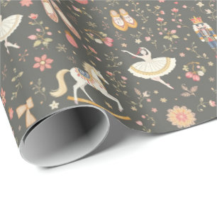 Nutcracker Suite Ballerina Horse Gray Geschenkpapier