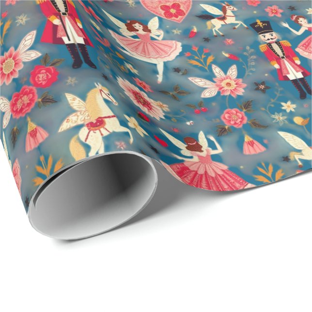 Nutcracker Suite Sugum Plum Fairy Flying Pferde Geschenkpapier (Rolleneckpunkt)