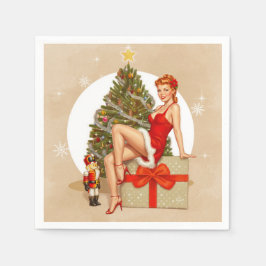 Nutcracker Sweet Retro Pinup Christmas Napkins Serviette