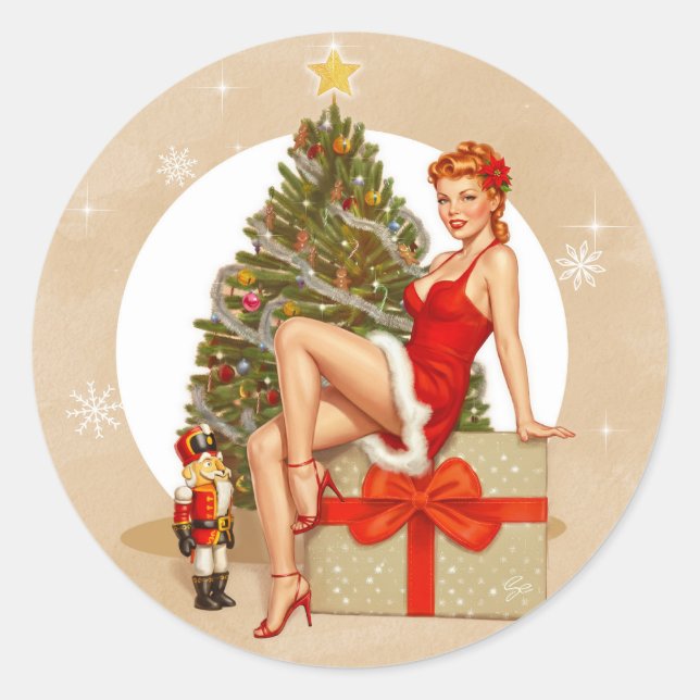 Nutcracker Sweet Retro Pinup Christmas Sticker (Vorderseite)