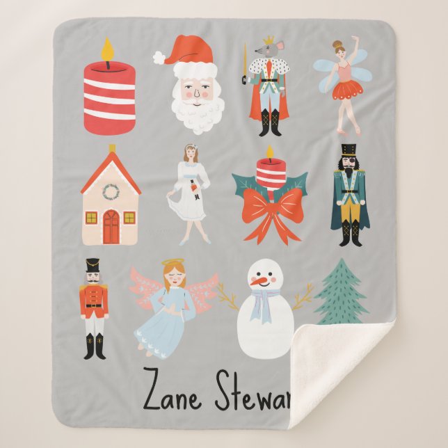Nutcracker Themed Christmas Personalisiert Blankon Sherpadecke (Vorderseite)