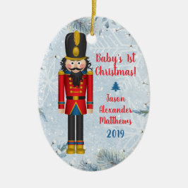 Nutcracker Toy Soldier Baby's First Christmas Keramik Ornament