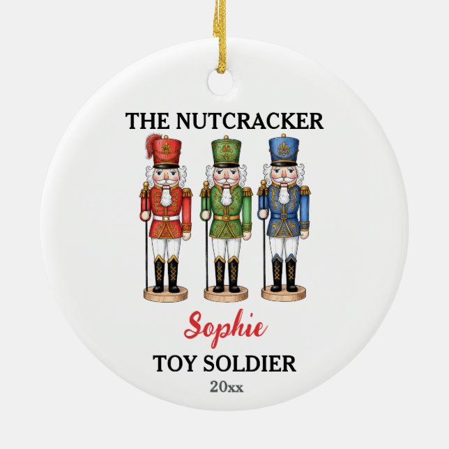 Nutcracker Toy Soldier Custom Name Christmas Keramik Ornament (Hinten)