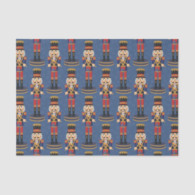 Nutcracker Toy Soldier Drummer Blue Pattern Seidenpapier (Vorderseite)