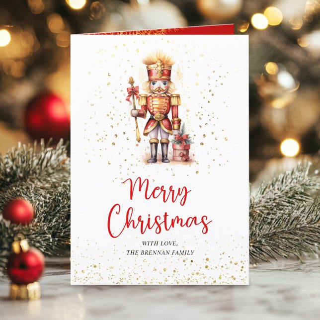 Nutcracker Traditionelles festliches botanisches W Feiertagskarte (Nutcracker Traditional Festive Botanical Christmas Holiday Card)