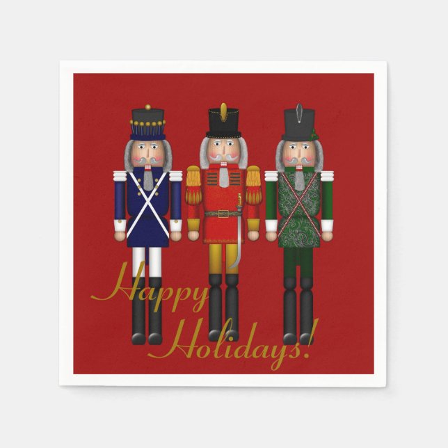 Nutcracker Trio-Red-PAPER PARTY NAPKINS Serviette (Vorderseite)
