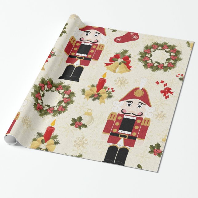 Nutcracker und Wreath Geschenkpapier (Ungerollt)