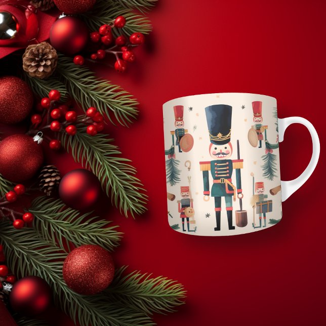 Nutcracker Vintag Beige Weihnachten Kaffeetasse (Nutcracker Vintage Beige Festive Christmas Coffee Mug)