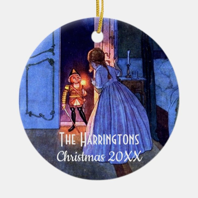 Nutcracker Vintag Illustration Elegant Monogram Keramik Ornament (Vorne)