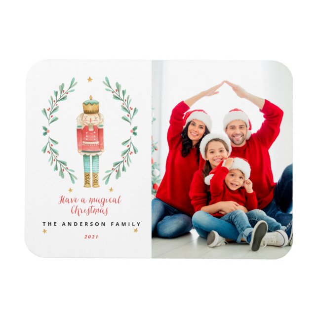 Nutcracker Wasserfarbe botanisch 1 Foto Weihnachte Magnet (Horizontal)