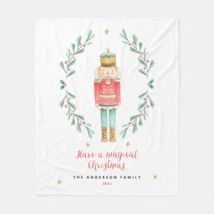 Nutcracker watercolor botanical cute fleecedecke