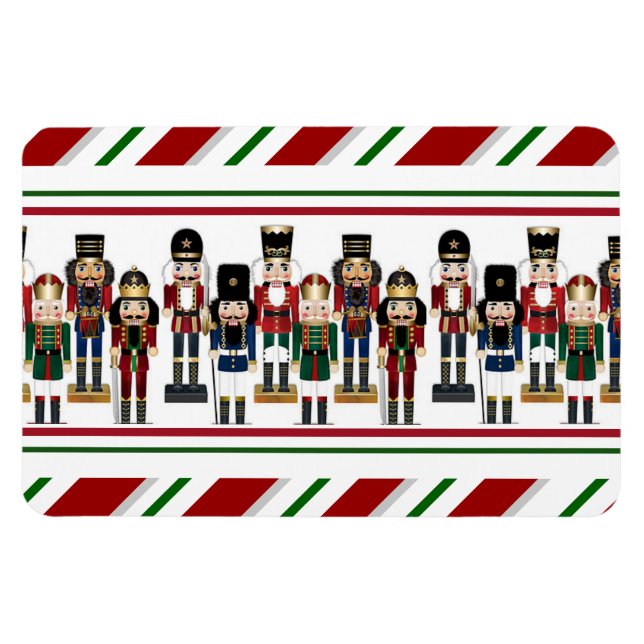 Nutcracker Weihnachten Rote grüne Streifen Tablett Magnet (Horizontal)