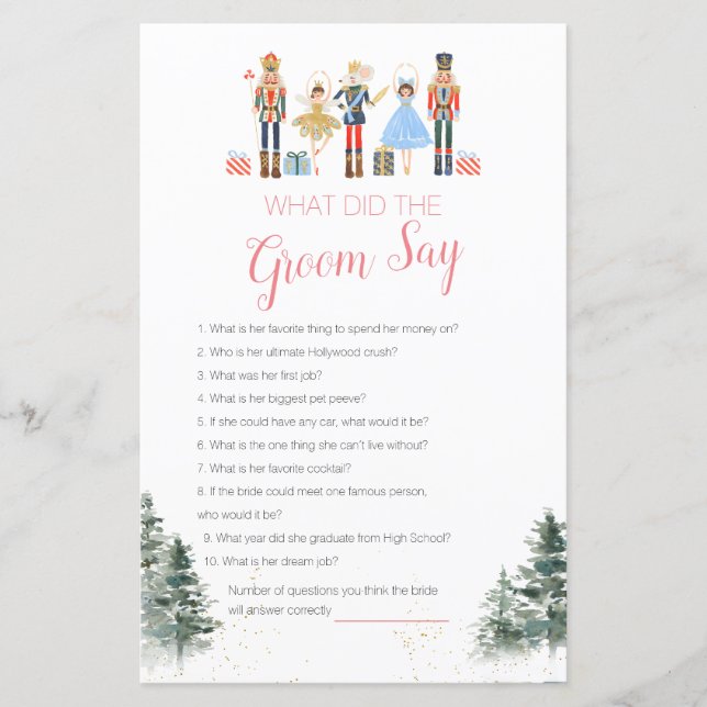 Nutcracker Weihnachts-Brautparty, was Groom sagt (Vorderseite)