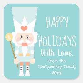 Nutcracker Weihnachtsaufkleber Happy Holidays Quadratischer Aufkleber