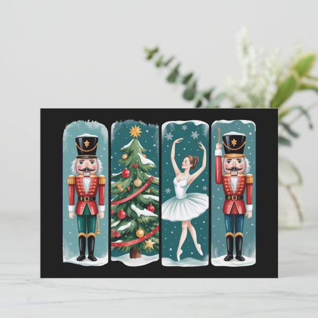 Nutcracker Weihnachtsballenszene Feiertagskarte (Stehend Vorderseite)