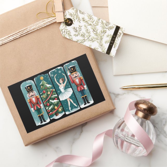 Nutcracker Weihnachtsballenszene Rechteckiger Aufkleber (Schenken)