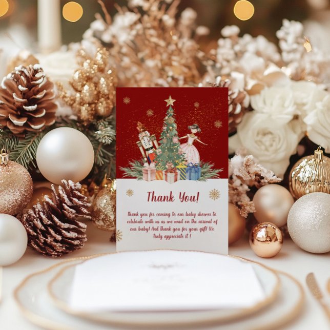 Nutcracker Weihnachtsdusche Party Dankeskarte (Nutcracker Christmas Party Baby Shower Thank You Card!)