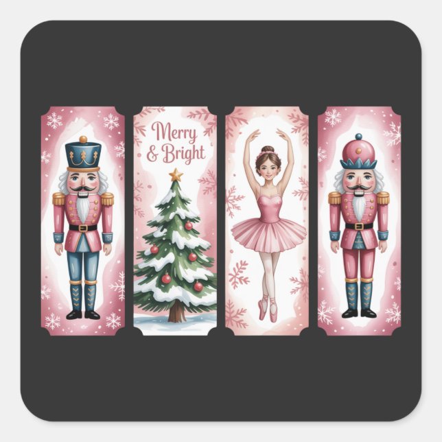 Nutcracker Weihnachtsfeier Geschenk fest Quadratischer Aufkleber (Vorderseite)