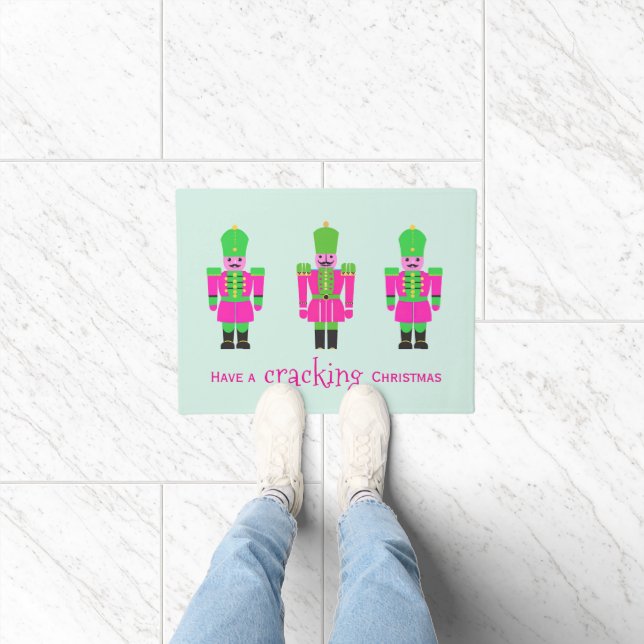 Nutcracker Weihnachtsrosa und Grün Fußmatte (Indoor)