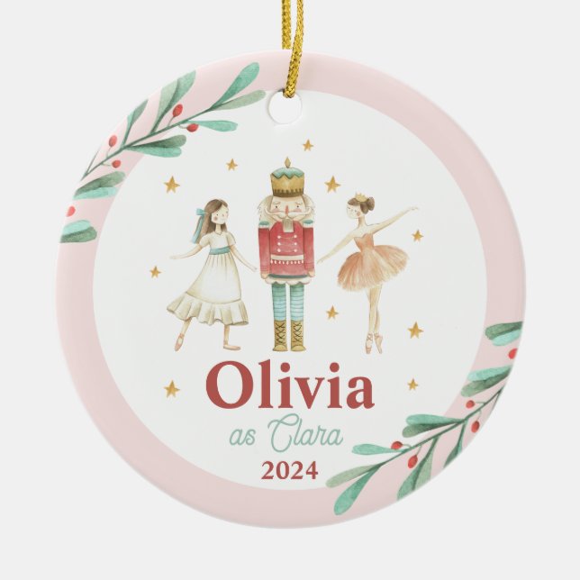 Nutcracker Winter Ballet Weihnachten Keramik Ornament (Vorne)