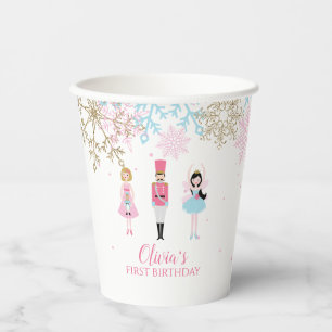 Nutcracker Winter Geburtstag Glitzer Schneeflocken Pappbecher