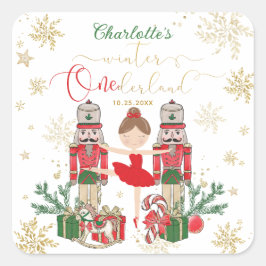 Nutcracker Winter Onederland 1st Birthday Red Quadratischer Aufkleber