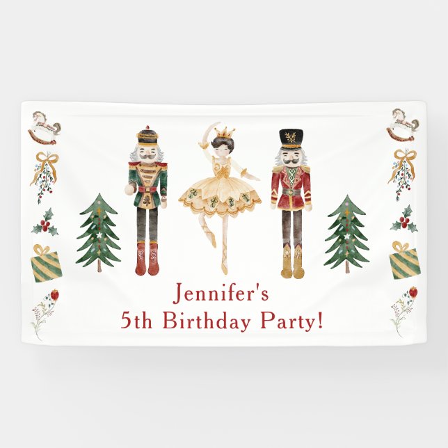 Nutcracker Winter Wunderland Geburtstagsparty Banner (Horizontal)