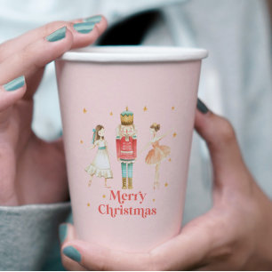 Nutcracker Winterballett rosa Weihnachts-Papierbec Pappbecher