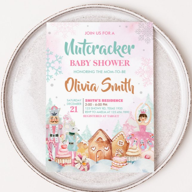 Nutcracker Winterschneeflocken Babydusche Einladung (Winter Christmas Nutcracker Baby Shower Invitation
)