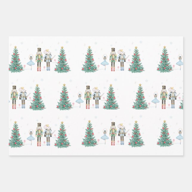 Nutcracker Wrapping Paper - Pastell und Feierlich Geschenkpapier Set (Vorderseite)