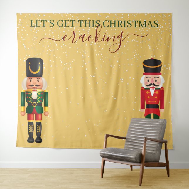 Nutcracker Yellow Christmas Foto Stand Hintergrund Wandteppich (Beispiel (Horizontal))
