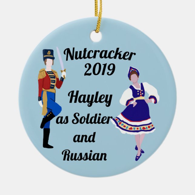 Nutcracker Ziersoldat und Russisch Keramik Ornament (Vorne)