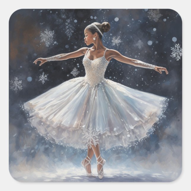 Nutcrackers Black Ballerina Snow Queen Quadratischer Aufkleber (Vorderseite)