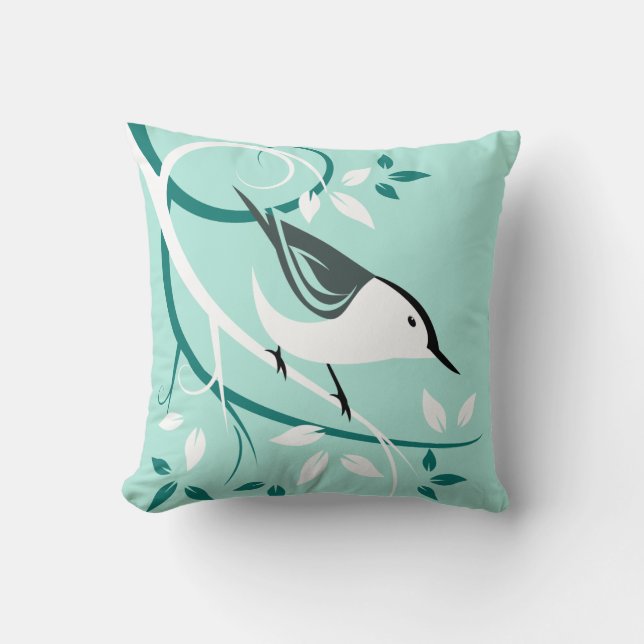 Nuthatch auf Baumzweig Kissen (Vorderseite)