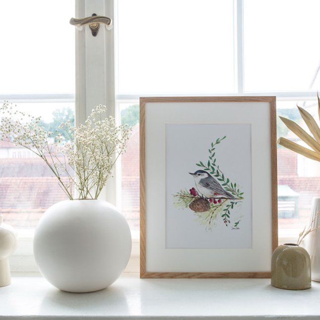 Nuthatch Bird Art Print Poster (Beautiful Nuthatch Bird Art Print from Jenn's Emporium. )