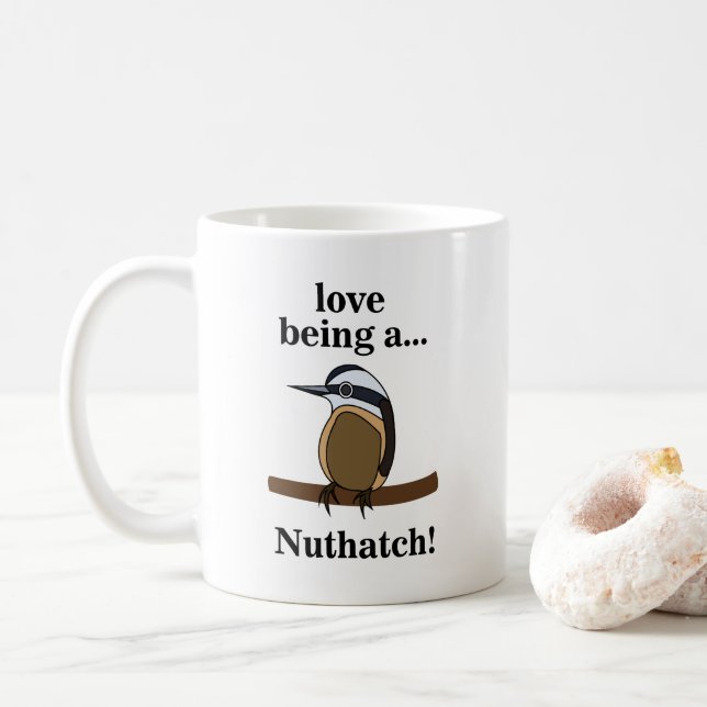 Nuthatch Bird Backyard Birder Birdwatcher Kaffeetasse (Mit Donut)