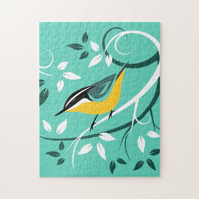 Nuthatch Bird in Tree Puzzle (Vertikal)