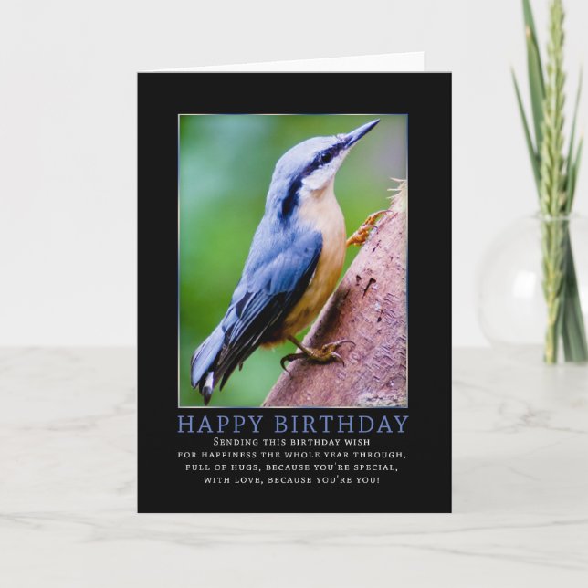 Nuthatch Birthday Grußkarte Karte (Vorderseite)