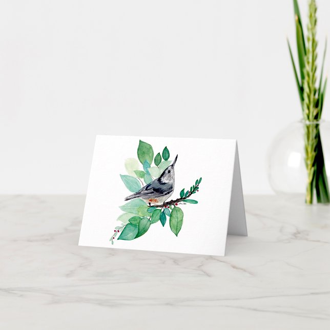 Nuthatch Elegante Wasserfarben-Note-Karte (Nuthatch Elegant Watercolor Blank Note Cards from Jenn Steffen Art)