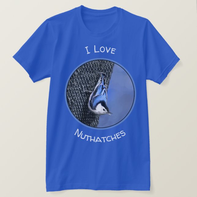 Nuthatch Malerei Original Vogelkunst T-Shirt (Design vorne)