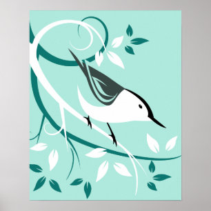 Nuthatch stilisiertes Vogeldesign Poster
