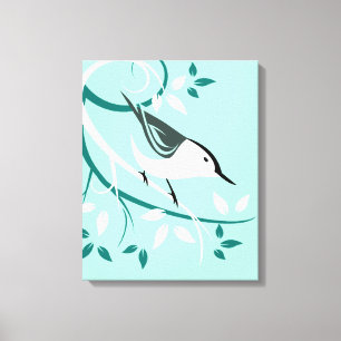 Nuthatch Stylized Bird Design Leinwanddruck