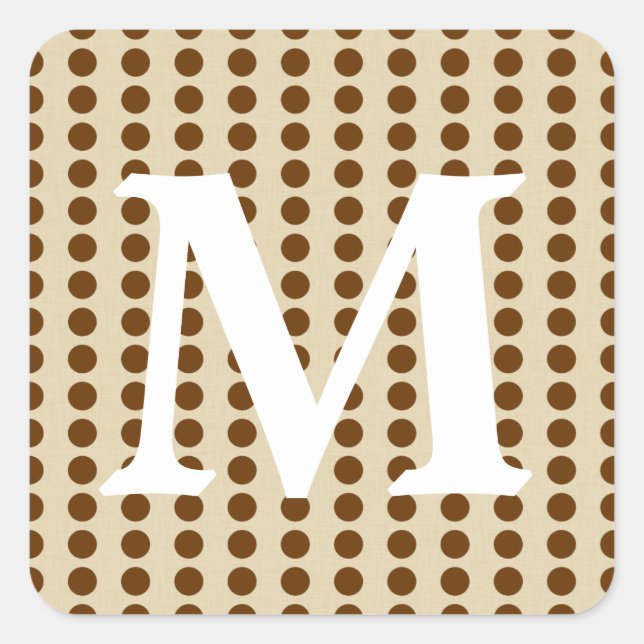 Nutmeg Gewürz-Stimmungspunkte mit Monogramm-Initia Quadratischer Aufkleber (Vorderseite)