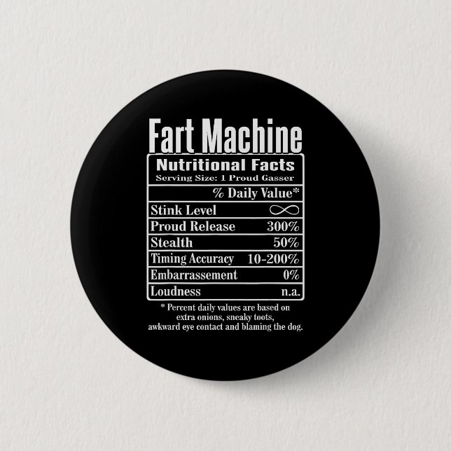 Nutrion Facts Fart Machine Dad Jokes Funny Farting Button (Vorderseite)