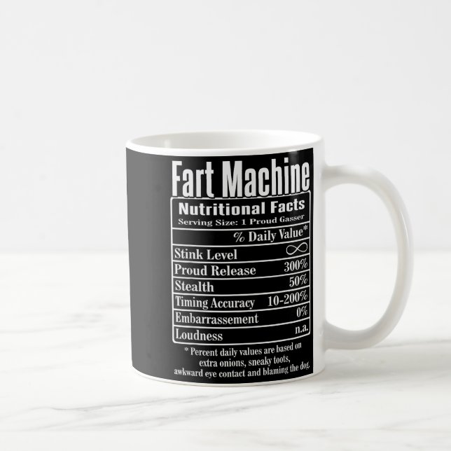 Nutrion Facts Fart Machine Dad Jokes Funny Farting Kaffeetasse (Rechts)
