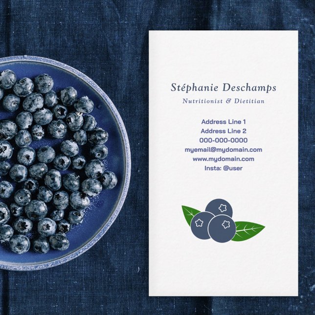 Nutritionist & Dietitian Blueberry Business Card Visitenkarte (Nutritionist & Dietitian Blueberry Business Card)
