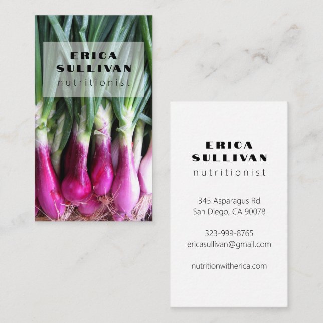Nutritionist Health Coach Koch Diet Veggies Foto Visitenkarte (Vorne/Hinten)