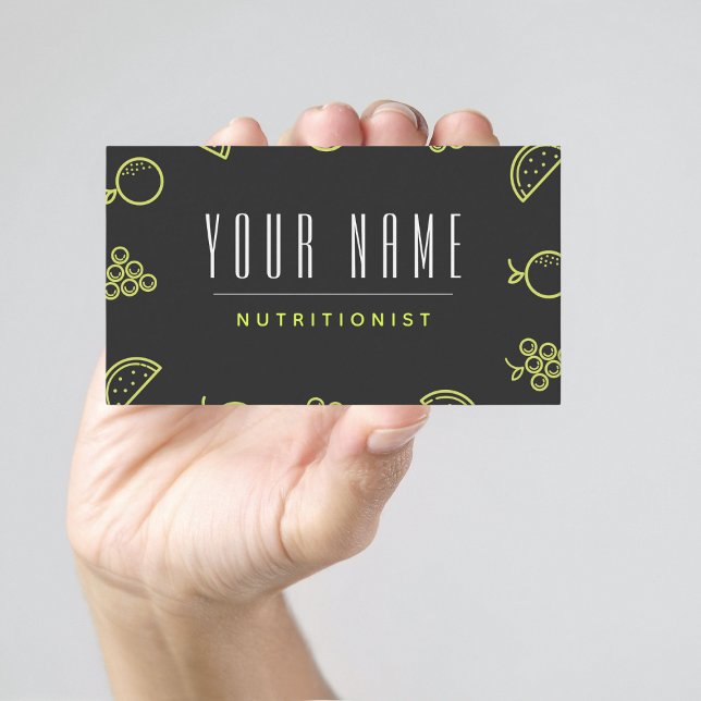 Nutritionist Neon Food Muster einfache Minimal Gra Visitenkarte (Von Creator hochgeladen)