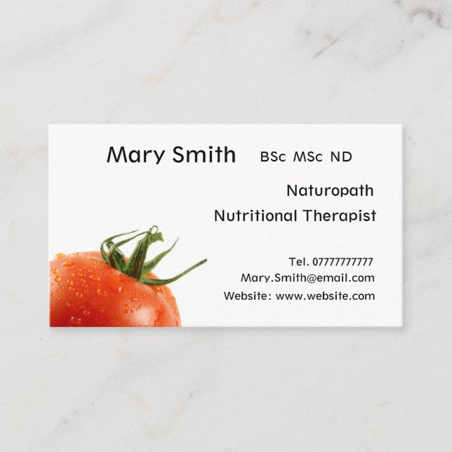 Nutritionist / Nutritional Therapist / Naturopath Visitenkarte (Vorderseite)