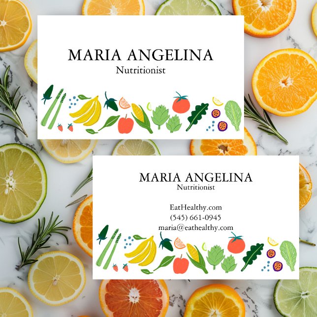 Nutritionist Personal Koch Moderne Coole Veggies Visitenkarte (Nutritionist Personal Chef Modern Cute Fruits Veggies Business Card
)